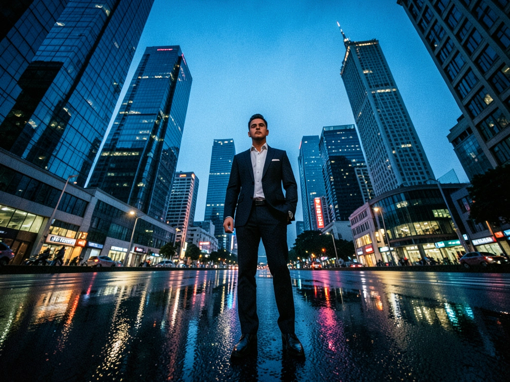 The modern Indonesian urban landscape at dusk