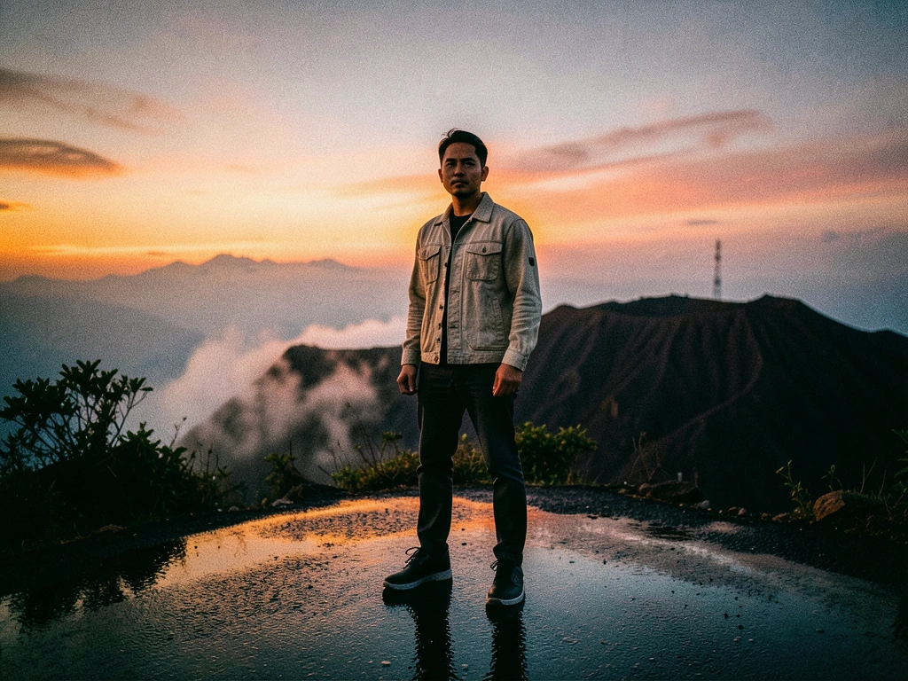 The modern Indonesian adventurer at dusk